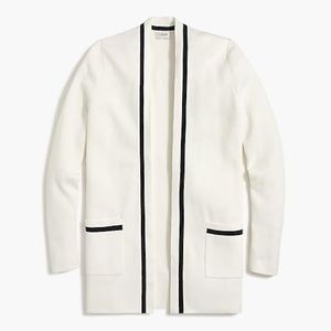 J. Crew Ivory Open-Front Cardigan w/ Black Detail